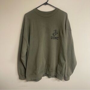 USMC Vintage Sweatshirt Men's Olive Green Pullover 90s Marine Corps XXL